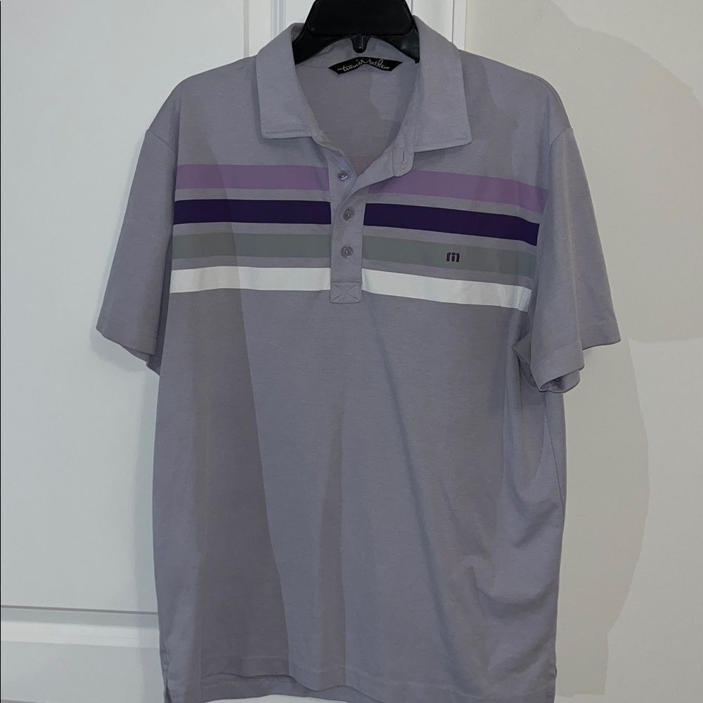 Travis Mathew Purple Lilac Huntington Beach California CA Golf Polo Shirt L